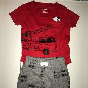 Newborn fire truck clothes set